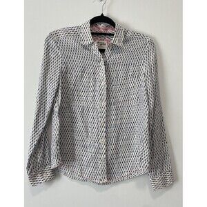 Holding Horses Anthropologie Blue White Tiny Floral Button Down Top Shirt 4